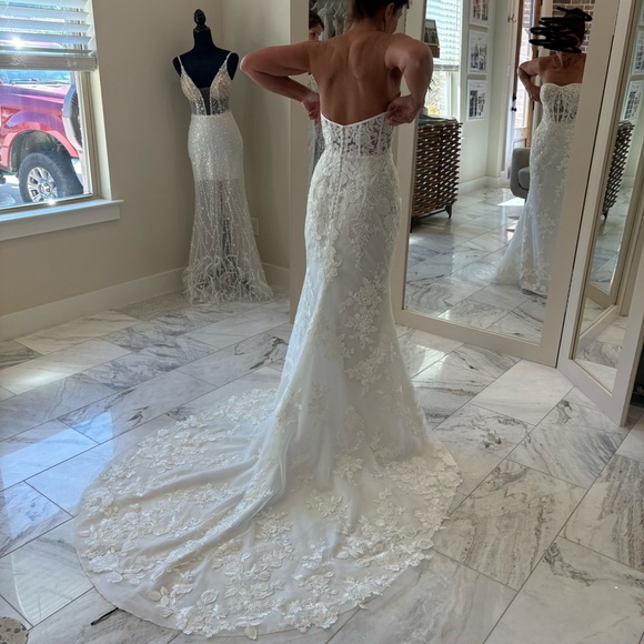 Vera Wang Strapless Hortense White Lace Dress - Picture 2 of 16